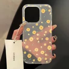 Pequeno girassol fresco margarida Apple 16 caso de telefone iPhone15promax grande buraco 14 Silicone 13 fosco 12