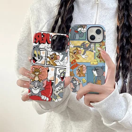 Mouse e gato adequado para Apple 14/15promax capa de telefone iphone16 filme 13 2 em 1 12 capa macia