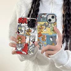 Mouse e gato adequado para Apple 14/15promax capa de telefone iphone16 filme 13 2 em 1 12 capa macia