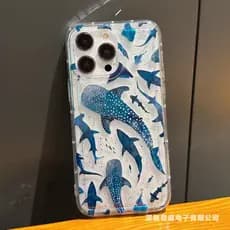 Polka Dot Whale Shark Adequado para Apple 16pro Phone Case iPhone15 Set 14pro Transparente 13 Airbag 12 Euros