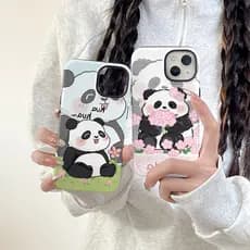 Huahua Panda adequado para Apple 14/15pro capa de telefone iphone16 filme 2 em 1 11 capa macia 13 novo estilo