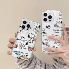 Adequado para Apple 17 caso de telefone criativo iPhone16 dos desenhos animados bonito 15 Snoopy 14 transparente 13 onda