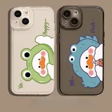 Dinossauro sapo pato adequado para Apple 15 caso de telefone xiphone16promax caso de telefone 14pro olhos de anjo