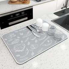 Novo： Tapete escorredor de Louça em Microfibra Super absorvente 40X30CM Dobrável Aparador de Louça (Enviar imediatamente)