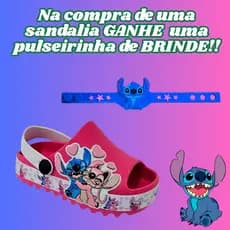 Sandália Babuche Stitch Bebe Baby Stitch Macia Confortável Calce Fácil Delicada Lançamento Com Pulseira De Brinde