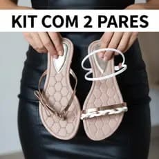 Kit 2 Sandálias Rasteirinhas Femininas Pedraria Borboleta Laço Pérola