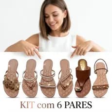 KIT COM 6 PARES SANDÁLIA RASTEIRINHA FEMININA CONFORTÁVEL MACIA