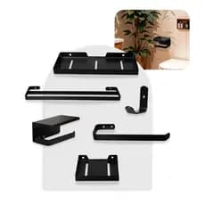 Kits Acessórios Para Banheiro Preto Fosco Em Aluminío Toalheiro Duplo