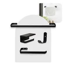 Kit Acessórios para Banheiro Preto Fosco 4 Peças em Alumínio | Moderno e Resistente