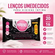 Lenço Umedecido Prudence Íntima com 20 unidades