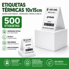 500 Etiquetas Térmicas 10x15cm Resma Sem Ribbon
