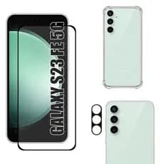 Kit Para Galaxy S23 FE 5G | Película de Vidro 3D - Capa Anti Shock - Película da Câmera 3D