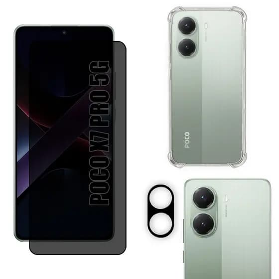 Kit Para Xiaomi X7 Pro 5g | Película de Privacidade Fosca - Capa Anti Shock - Película da Câmera 3D