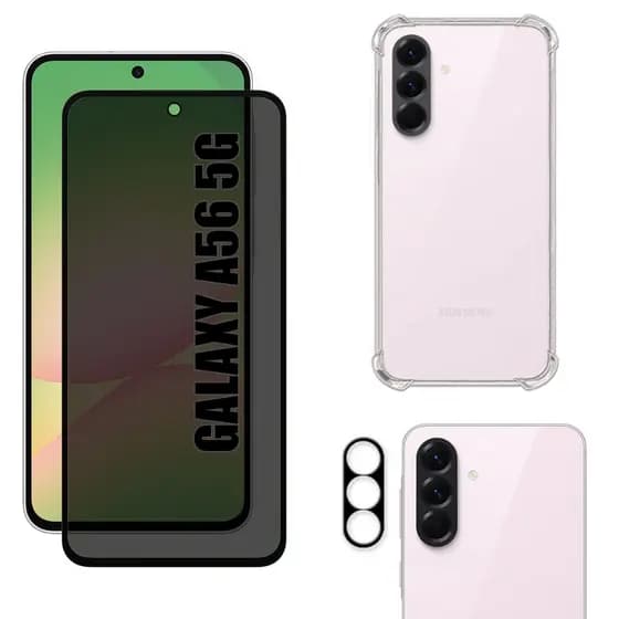 Kit Para Galaxy A56 5G | Película de Privacidade Fosca - Capa Anti Shock - Película da Câmera 3D