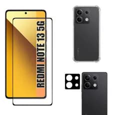 Kit Para Redmi Note 13 5G | Película de Vidro 3D - Capa Anti Shock - Película da Câmera 3D