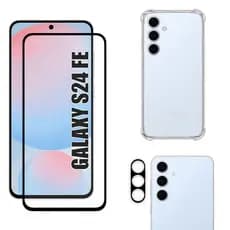 Kit Para Galaxy S24 FE 5G | Película de Vidro 3D - Capa Anti Shock - Película da Câmera 3D