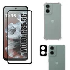 Kit Para Moto G35 5g | Película de Vidro 3D - Capa Anti Shock - Película da Câmera 3D
