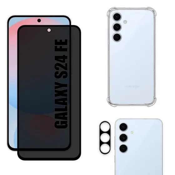 Kit Para Galaxy S24 FE 5G | Película de Privacidade Fosca - Capa Anti Shock - Película da Câmera 3D