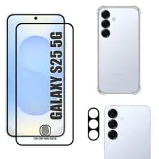 Kit Para Galaxy S25 5G | Película de Vidro 3D - Capa Anti Shock - Película da Câmera 3D