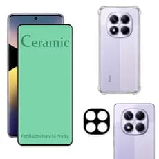 Kit Para Redmi Note 14 Pro 5G | Película de Cerâmica - Capa Anti Shock - Película da Câmera 3D