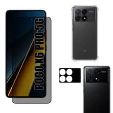 Kit Para Poco X6 Pro 5g | Película de Privacidade 3D - Capa Anti Shock - Película da Câmera 3D