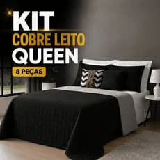 Colcha Queen Completa Kit Cobre Leito Enxoval 8 Peças Cama Box