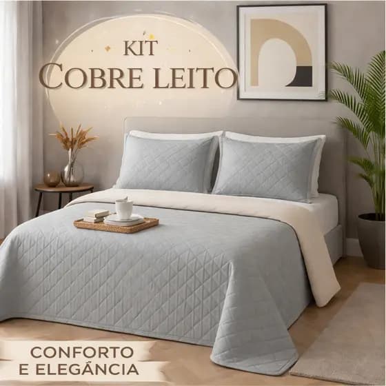 Colcha Solteiro Casal Queen Para Cama Box Cobre Leito Kit 3 Peças Matelado Luxo