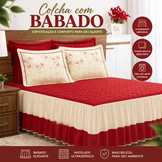 Colcha Casal Bordada Com Babado Cobreleito Cama Box Fru Fru Queen Solteiro King