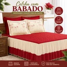 Colcha Casal Bordada Com Babado Cobreleito Cama Box Fru Fru Queen Solteiro King
