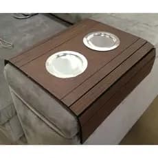 Kit 02un Esteiras Braço Sofá Porta Copos De Alumínio Tabaco