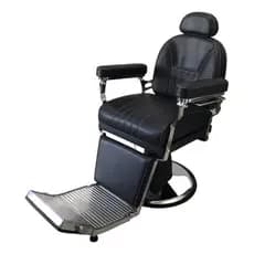 Cadeira Barbeiro Reclinável Base Redonda Aço Inox Ajuste Hidráulico Profissional Completa