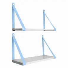 Kit 2 Prateleiras MDF Branco com Tiras de Couro Para Quarto Cozinha Banheiro Decoração de Interiores