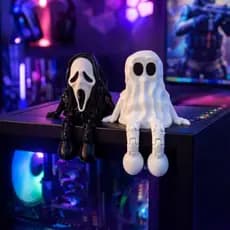 Kit 2 bonecos Fantasminha e Ghostface Decoração Alta Qualidade Setup Gamer Quarto Bonecos