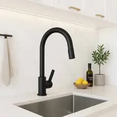 Torneira Gourmet Monocomando Preta Para Cozinha Bica Alta Giratória