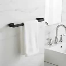 Kit Toalheiro Preto Fosco em Aço Inox – Barras de Parede para Banheiro e Lavabo