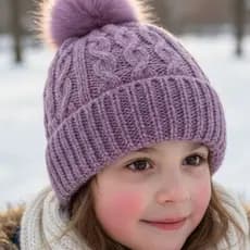 Gorro Infantil Feminino de Inverno Com Pompom – Touca de Lã Quentinha, Macia e Estilosa Para Dias Frios