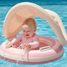 Boia infantil para bebês de 6 a 36 meses. COM 50UV. Praia, piscina. Boia inflável. Proteção solar. Brinquedo de água.