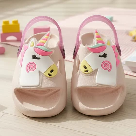 Chinelo Infantil Nuvem Slide Menina Unicornio Coração Borboleta  Raposa Macio Confortável Leve