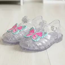 Sandália infantil Feminina Borboleta Glitter Colorida Papete Menina Leve e Confortável