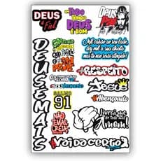 Kit Com 15 Adesivos Frase Religioso Cristão Evangelico Gospel Sticker Para Biblia Moto Capacete Carro Bike