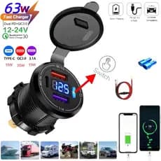 Nova Tomada De Carregamento De Carro USB + PD 2/3 Porta Rápido À Prova D'água Com Voltímetro 12V/24V Adequado Para Carro