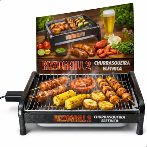 Churrasqueira Elétrica Portátil Com Bandeja Coletora Gourmet Top Grill 2 1600W Bivolt 110/220V