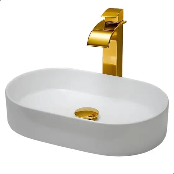 QUEIMA DE ESTOQUE! Cuba Para Banheiro Pia De Apoio Retangular 42c Lavabo Em Mármore Sintético Branca