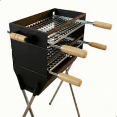 *PROMOÇÃO* Churrasqueira Dupla a Carvão Com 2 Grelhas Inclusas 105cm em Aço Carbono Grande Espetinho