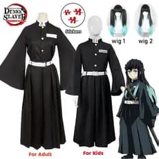 Fantasia de Cosplay Muichiro Tokito Peruca Demon Slayer Névoa Demoníaca Hashira Adesivos Uniformes Anime Kimetsu 1875