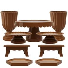 Kit Decoração Mesa Festa Completo 9 Peças Boleira Vasos Bandejas
