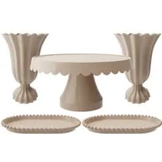 Kit Casamento 5 Peças Decoração Aniversário Festas Mesa Vaso Boleira