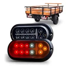 Lanterna Traseira Led Bivolt 12v 24v Canoinha Reboque Carretinha Sinaleira Completa Seta Re Posicao À Prova D'água Par P