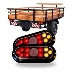 par lanternas traseira led cristal branca 12v carretinha carreta carroção gaiola a prova de agua