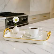 Bandeja Decorativa Organizadora Marmorizada  Multiuso Quadrada e Redonda Luxo Casa Cozinha